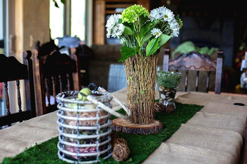 Byher 71" x 12" Dried Moss Table Runner for Party Garden Decoration, Dark Green 30x180CM - Image 5